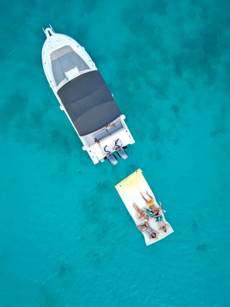 Drone view of a 28-foot white shark in Saint Martin.