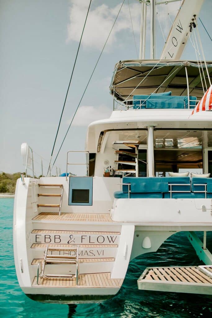 Lagoon 56ft catamaran aft view in Anguilla