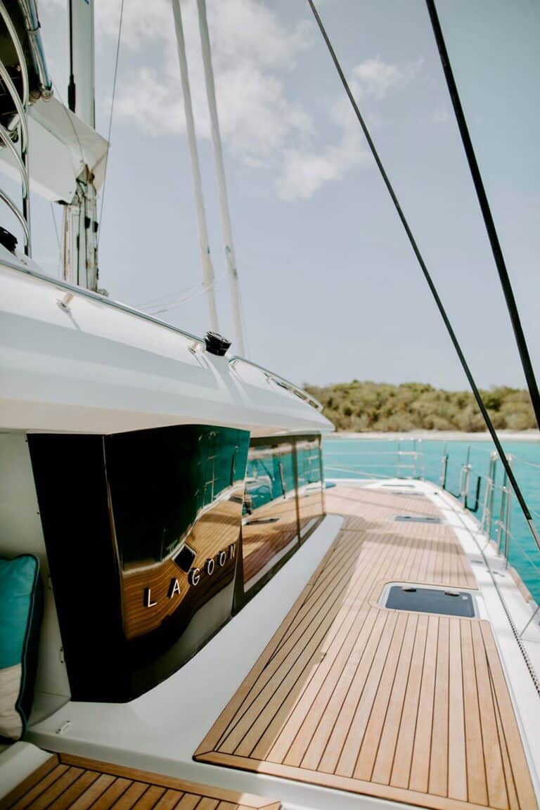 Lagoon 56ft catamaran side view in Anguilla