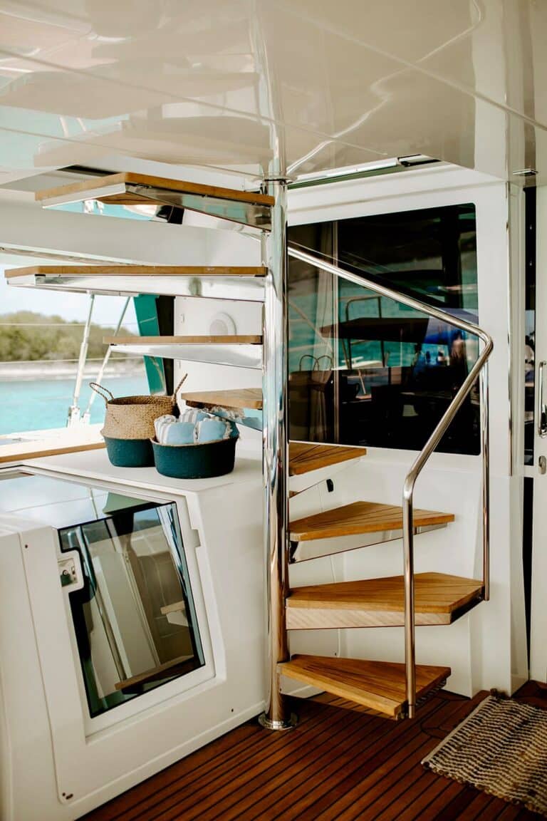 Lagoon 56ft catamaran stairs in Saint Martin